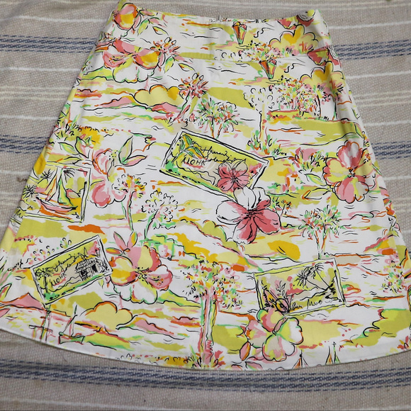 EXPRESS Aloha Hawaii Floral A-Line Skirt - Picture 2 of 6